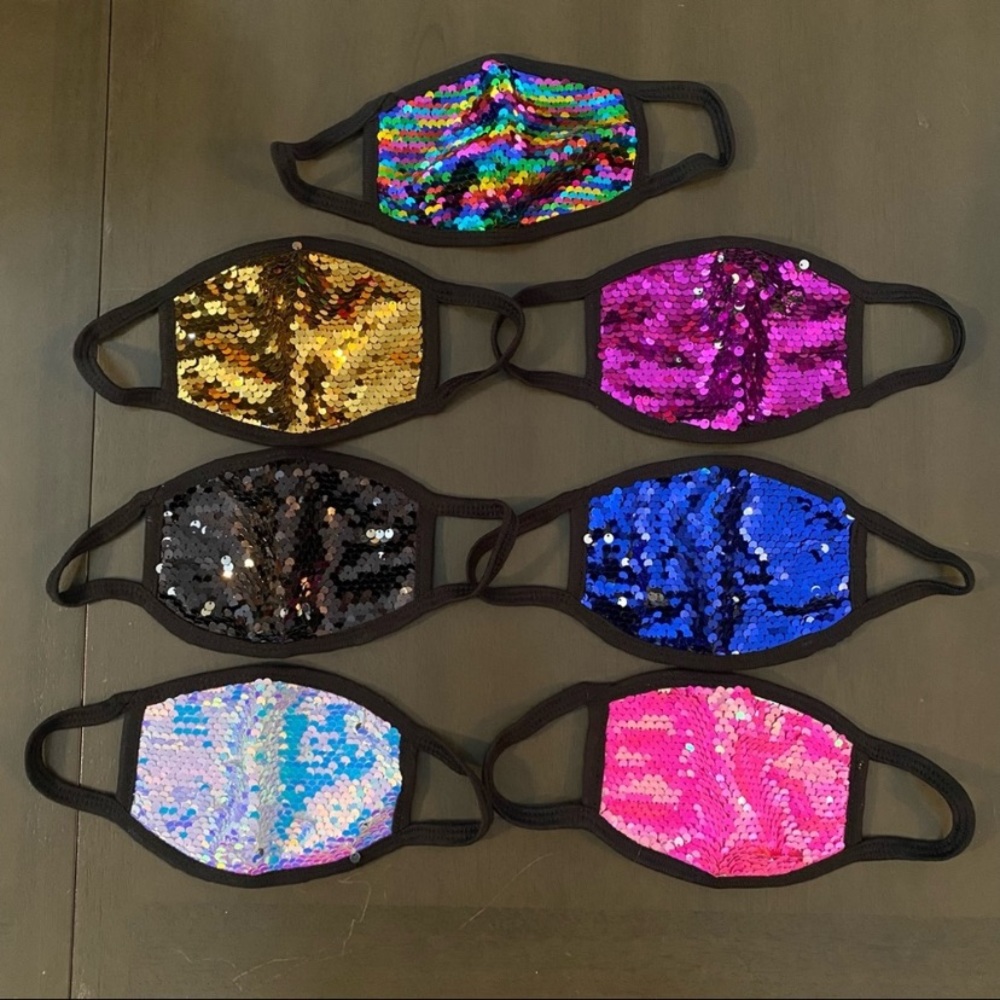 7 Pieces Kid’s Sequin Glitter Mask - Picture 2 of 6